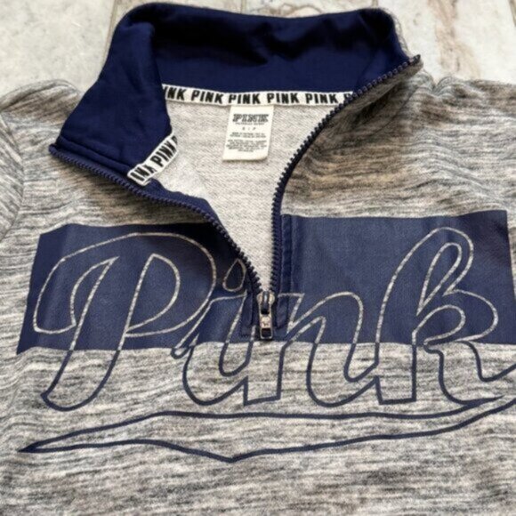Pink Victoria's Secret women's Small 1/4 zip pullover Gray/Blue - Picture 4 of 5